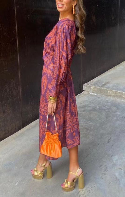Floral Print A-Line Midi Dress