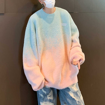 Gradient Color Block Pullover Sweater