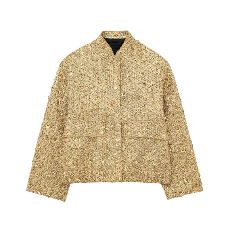 Womens Sequin Embellished Casual Jacket