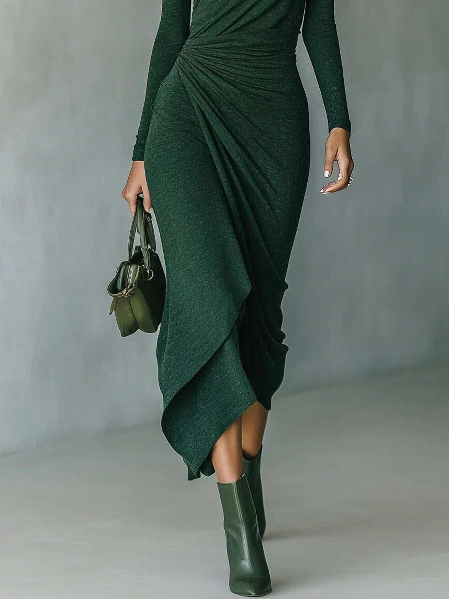 Elegant high-neck wrap dress for women