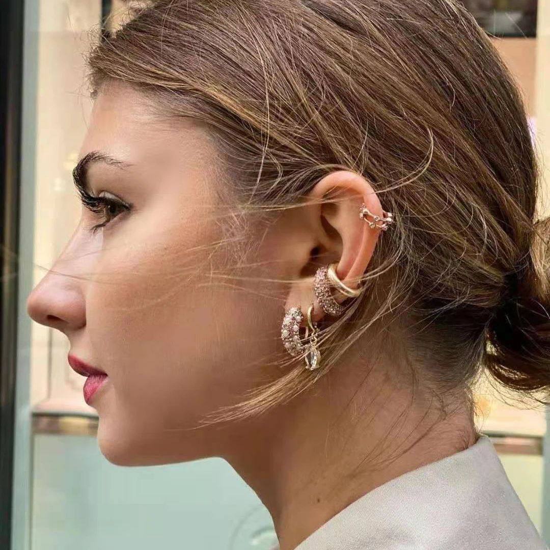 Pearl clip earrings with ear cartilage clips