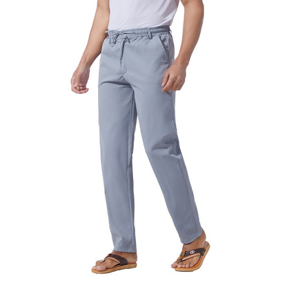 Men's Solid Color Linen Cotton Casual Pants