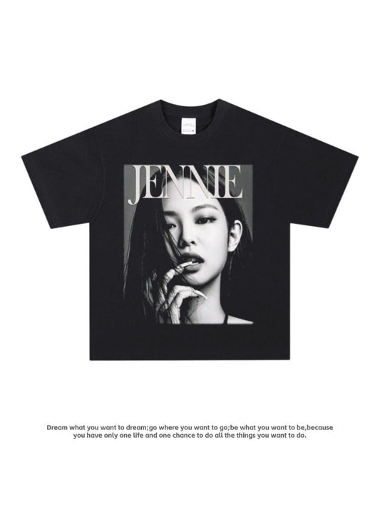 Retro Cotton T-Shirt with Character Print