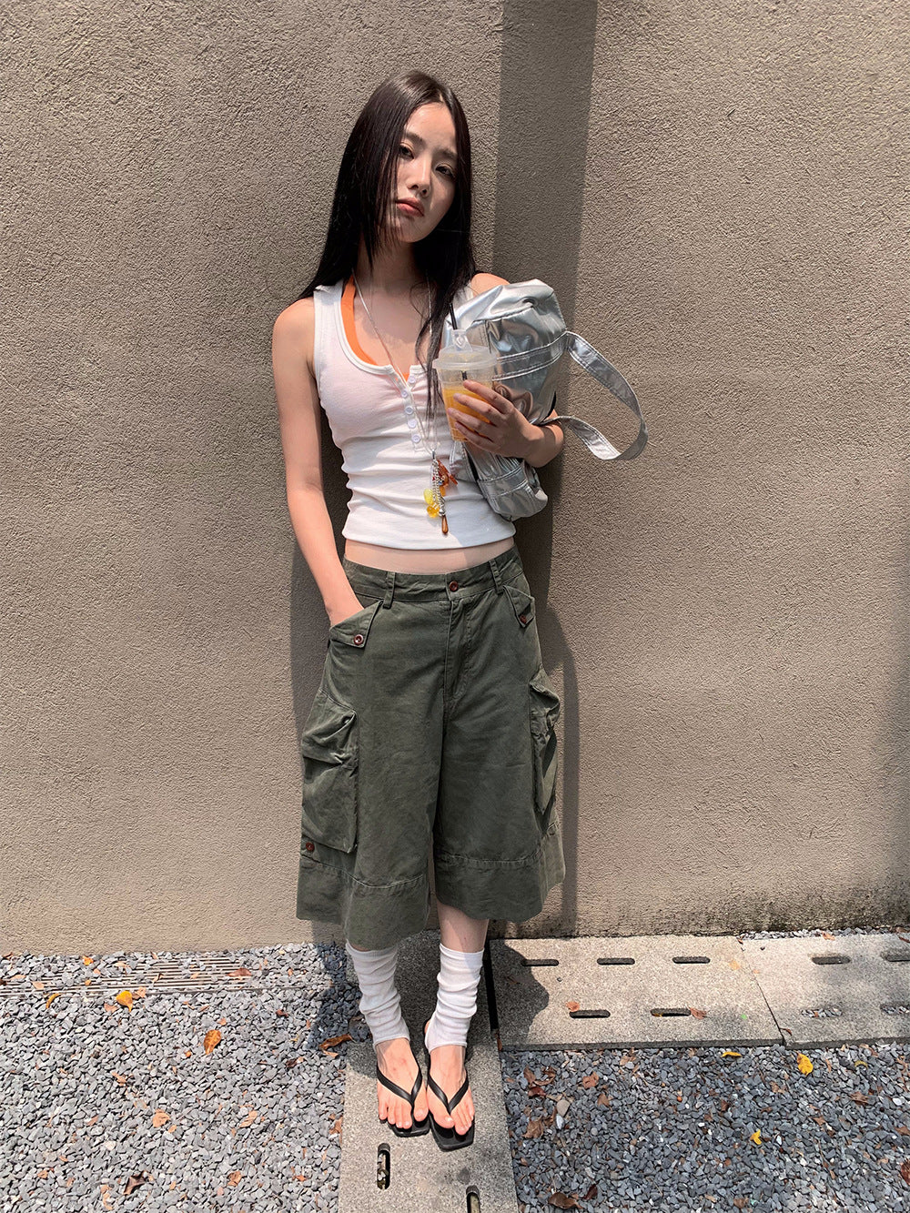 Retro Denim Wide-Leg Mid-Pants for Women