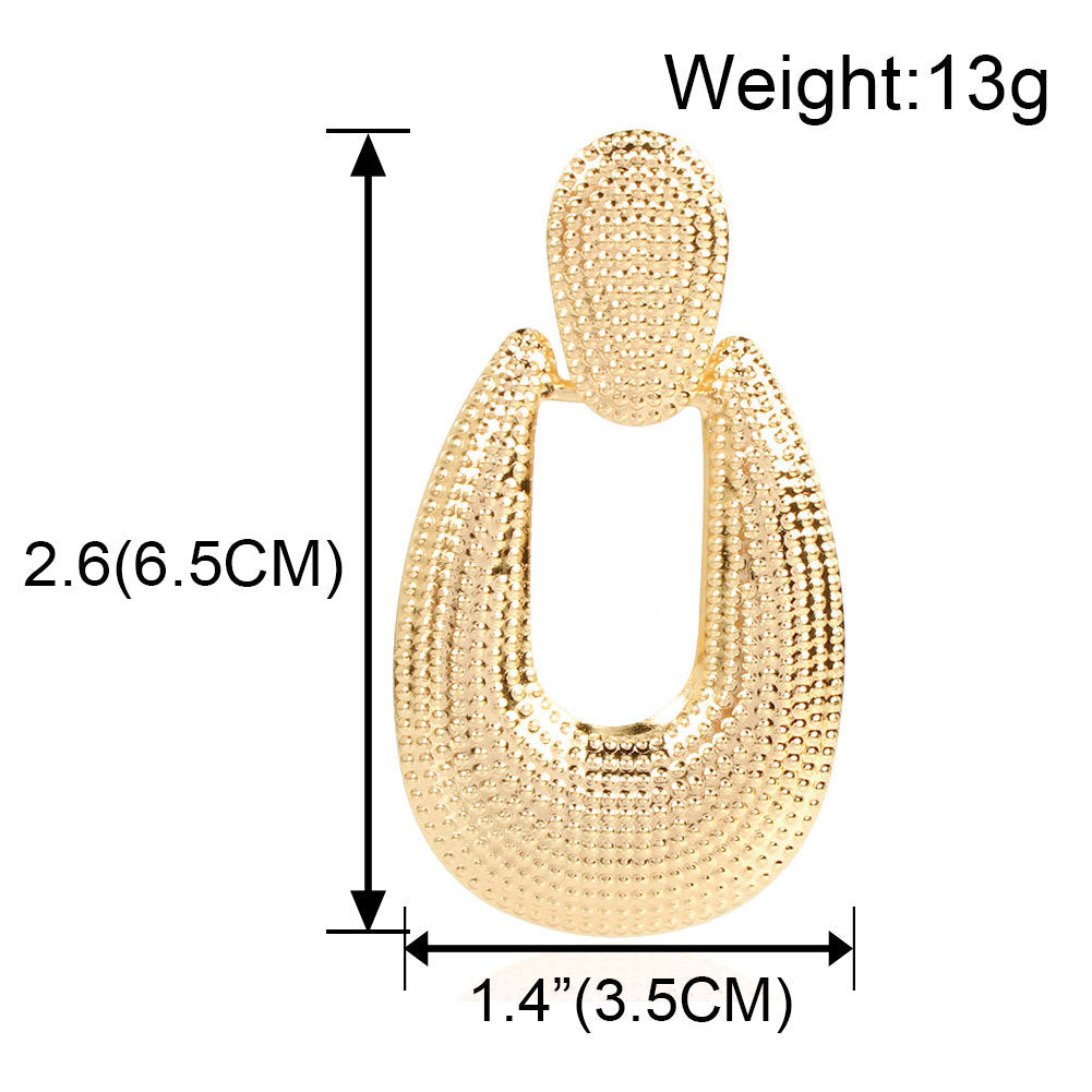 Fashion Alloy Earrings Women Personality Exaggerated Texture Geometric Drop Earrings