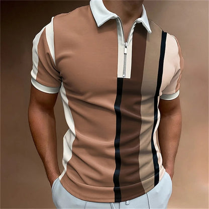 Summer short sleeved T-shirt casual business button top T-shirt fashionable men's clothing