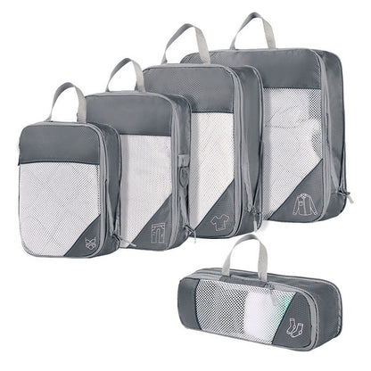 Cross-Border Compressed Travel Five-Piece Storage Bag Waterproof Extended Mesh Clothing Home Luggage Four-Piece Storage Bag