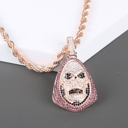 Hip-Hop Personality New Skull t Full Diamond Men And Women Couple Necklace Pendant