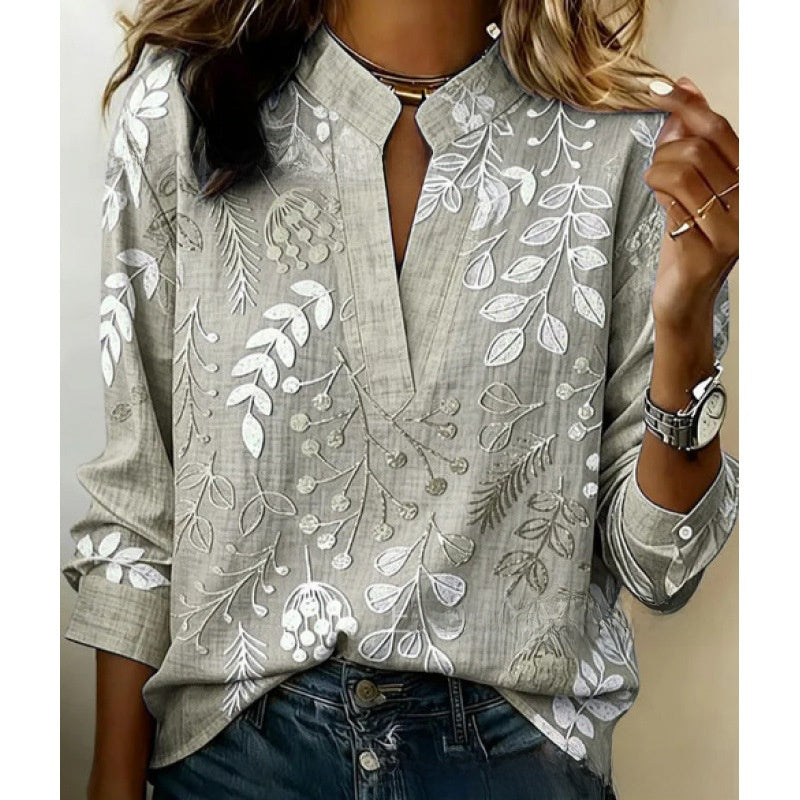 Womens Digital Print Pullover Blouse
