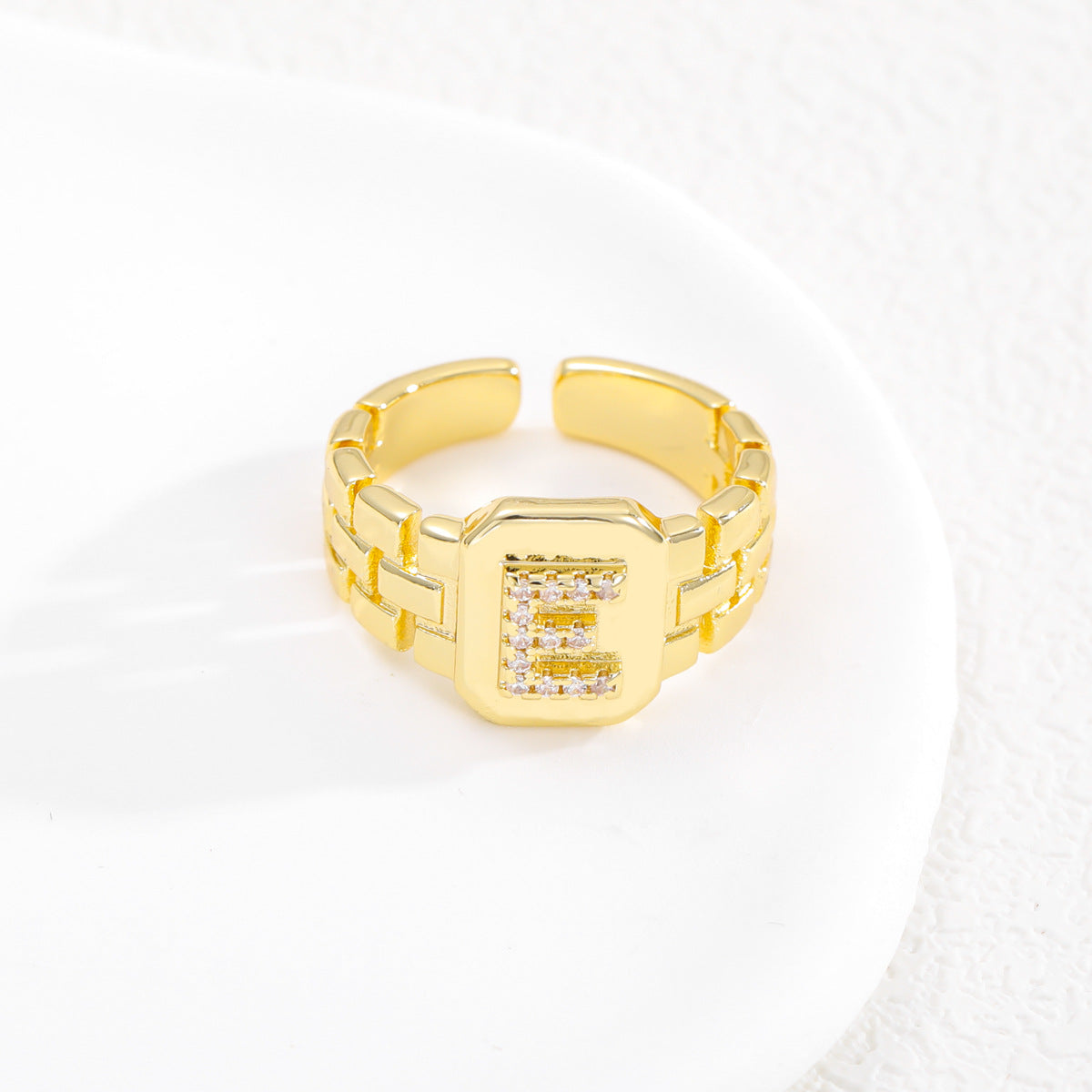 European and American ring letter series jewelry strap design letter opening ring