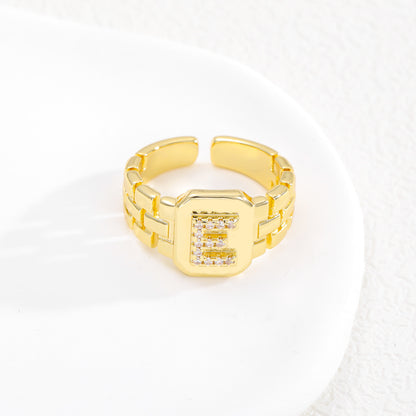 European and American ring letter series jewelry strap design letter opening ring