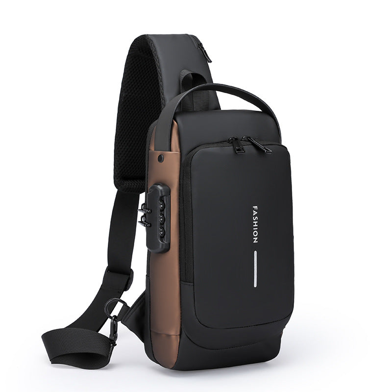 Motorcycle bag password anti-theft chest bag men's shoulder bag large capacity casual men's bag multifunctional crossbody bag
