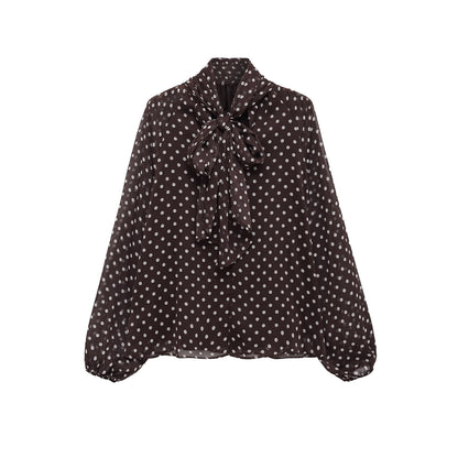 Zarz Womens Bow Polka Dot Shirt