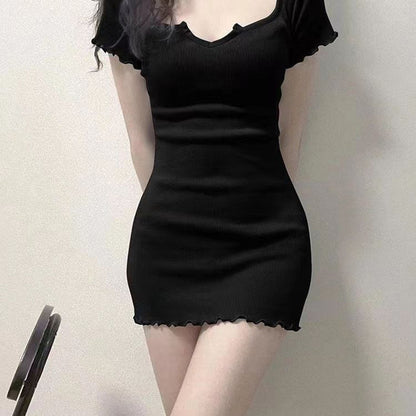 Sexy U-Neck Slim Fit Bodycon Mini Dress Casual Fashion Dress for Women