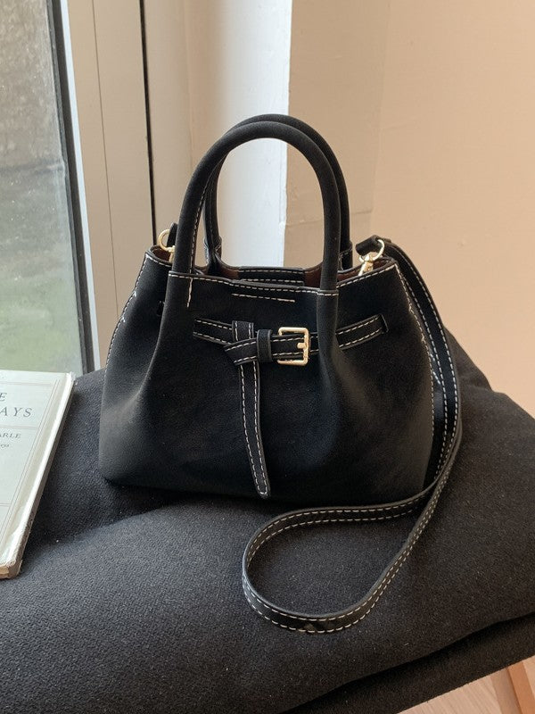 High-end suede bucket bag