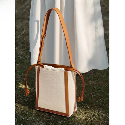 Contrasting-color large-capacity crossbody tote bag for women