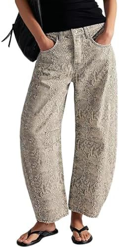 Floral Print Denim Wide Leg Trousers
