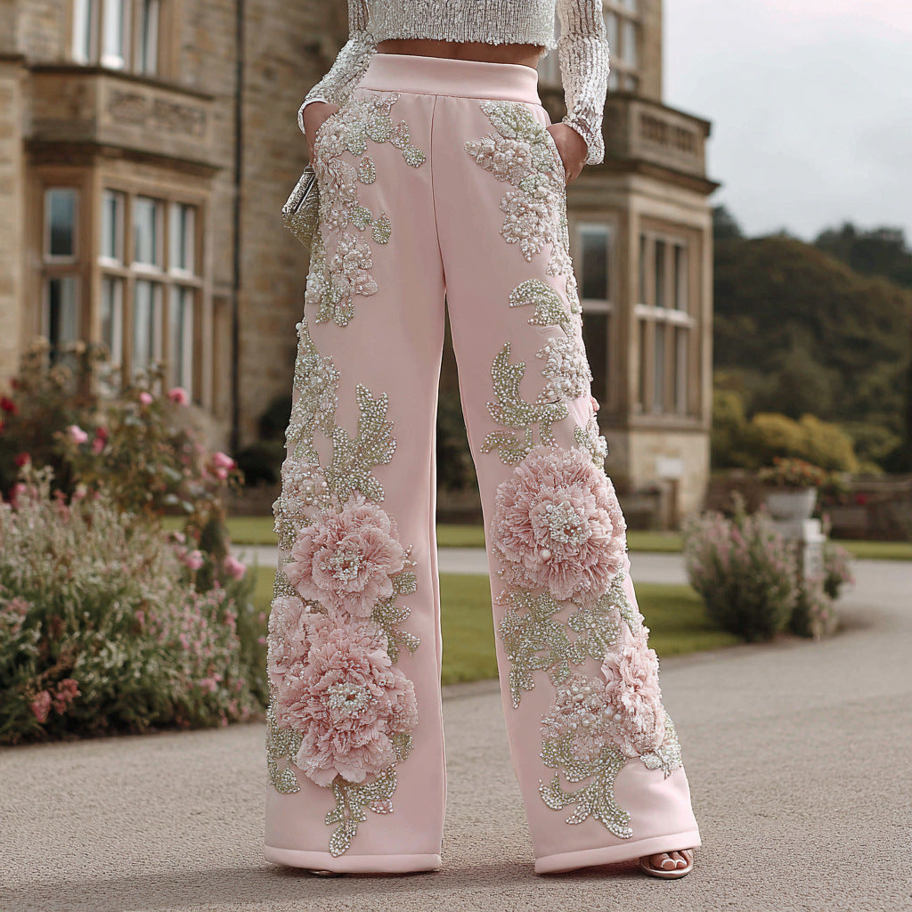 Wide Leg Straight Pants with Side Panels