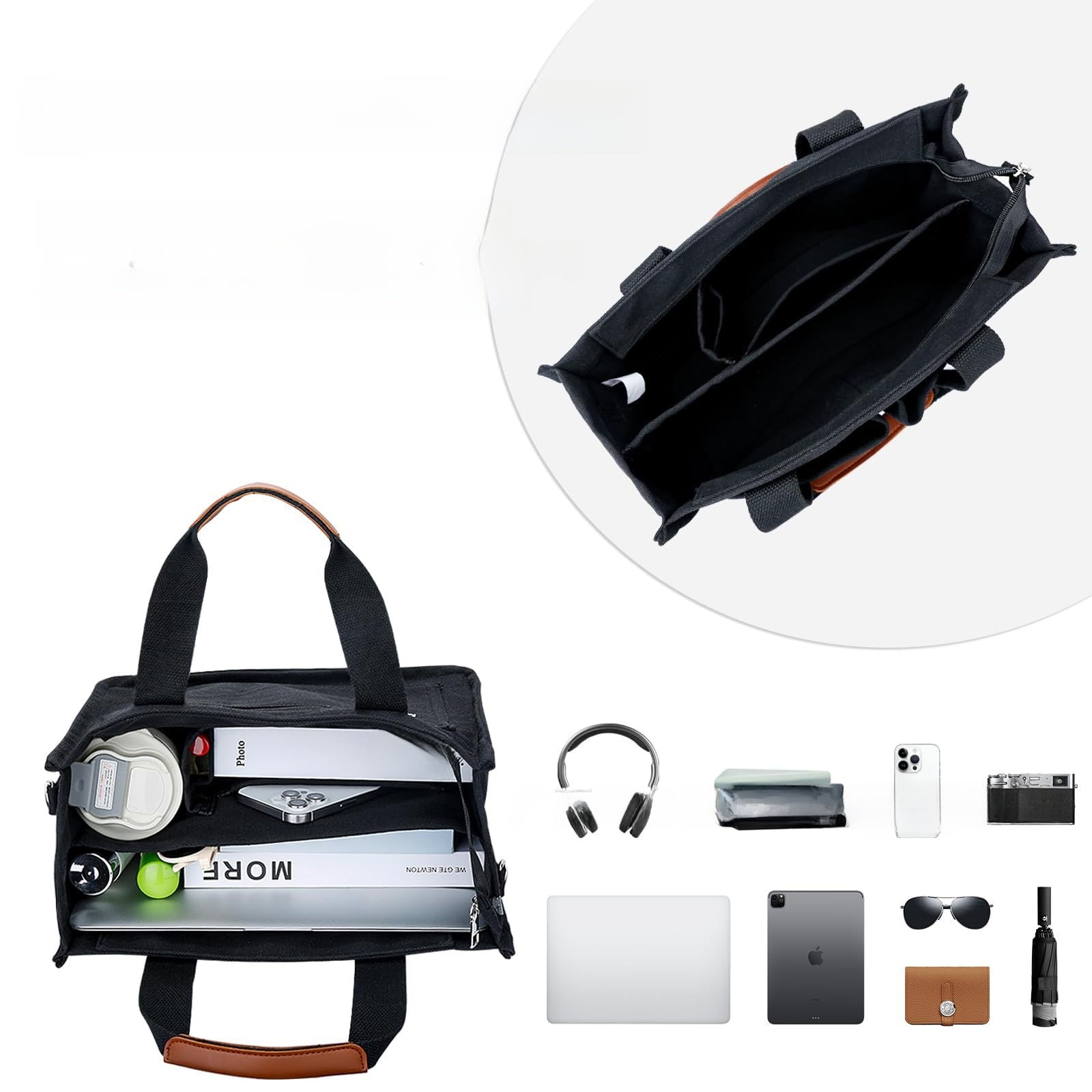 Artistic canvas large-capacity multi-layer single-shoulder bag