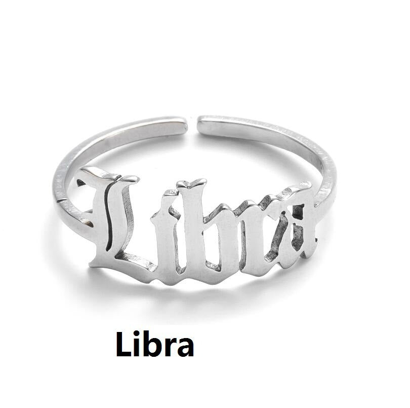 New Stainless Steel Ring Women's ins Colorless European and American Opening Retro Simple English Letter Ring Men
