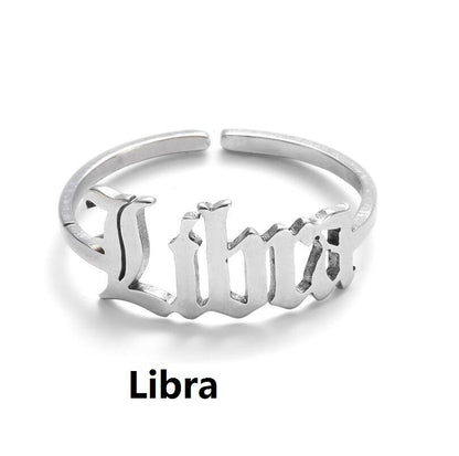 New Stainless Steel Ring Women's ins Colorless European and American Opening Retro Simple English Letter Ring Men