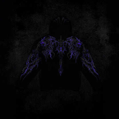 Men's Gothic Print Hooded Sweatshirt Fleece Lined