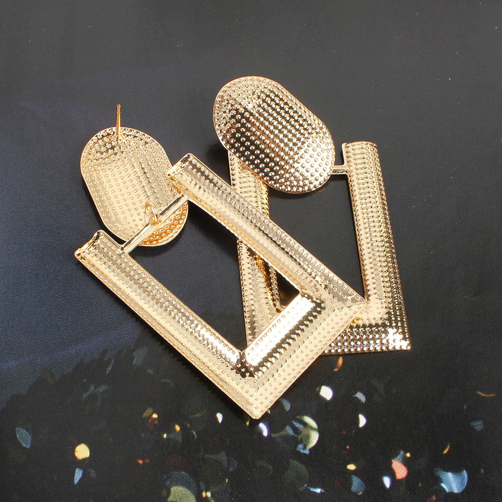 Simple Earrings Personality Matte Gold Earrings Metal Hollow Earrings Women