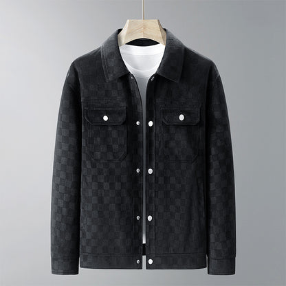 Mens Suede Checkerboard Plaid Jacket