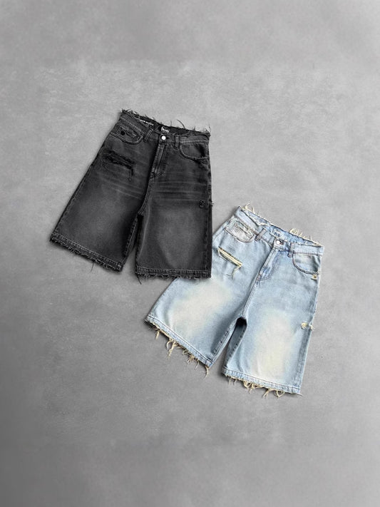 Gothic Washed Denim Shorts