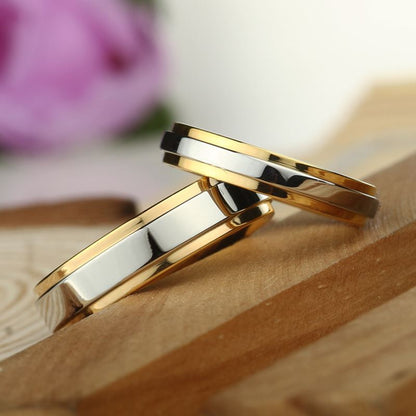 Stainless steel Wedding Ring Silver Gold Color Simple Design Couple Alliance Ring 4mm 6mm Width Band Ring for Women and Men