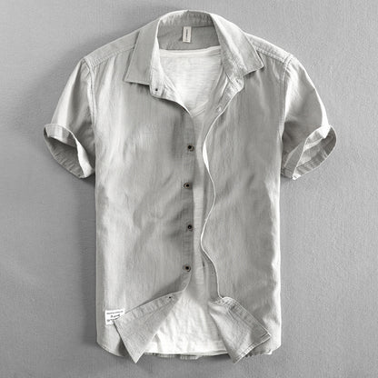 Men's Casual Short Sleeve Cotton Shirt