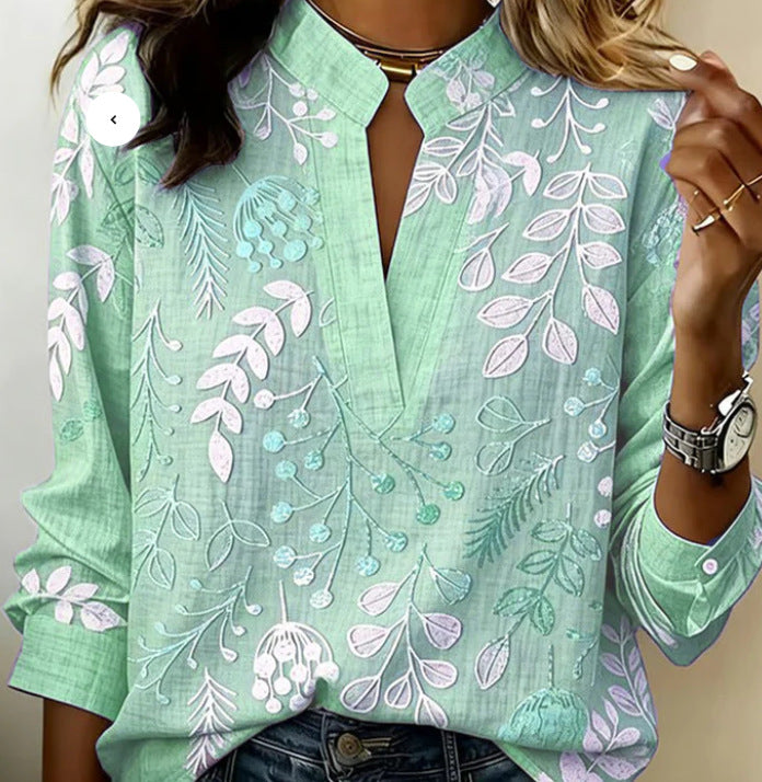 Womens Digital Print Pullover Blouse