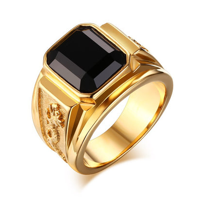 Men's Figment Ring with Red Blue CZ Stone in Gold Tone Stainless Steel Engraved Dragon Men Wedding Bands for Male Jewelry Anel