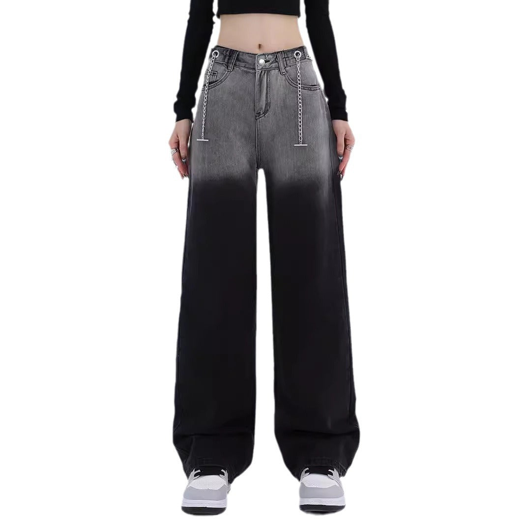 Gradually darkening black jeans for women