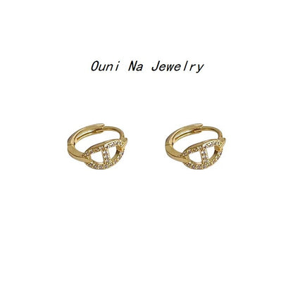 Sterling Silver Plated Gold Pig Nose Diamond Earrings