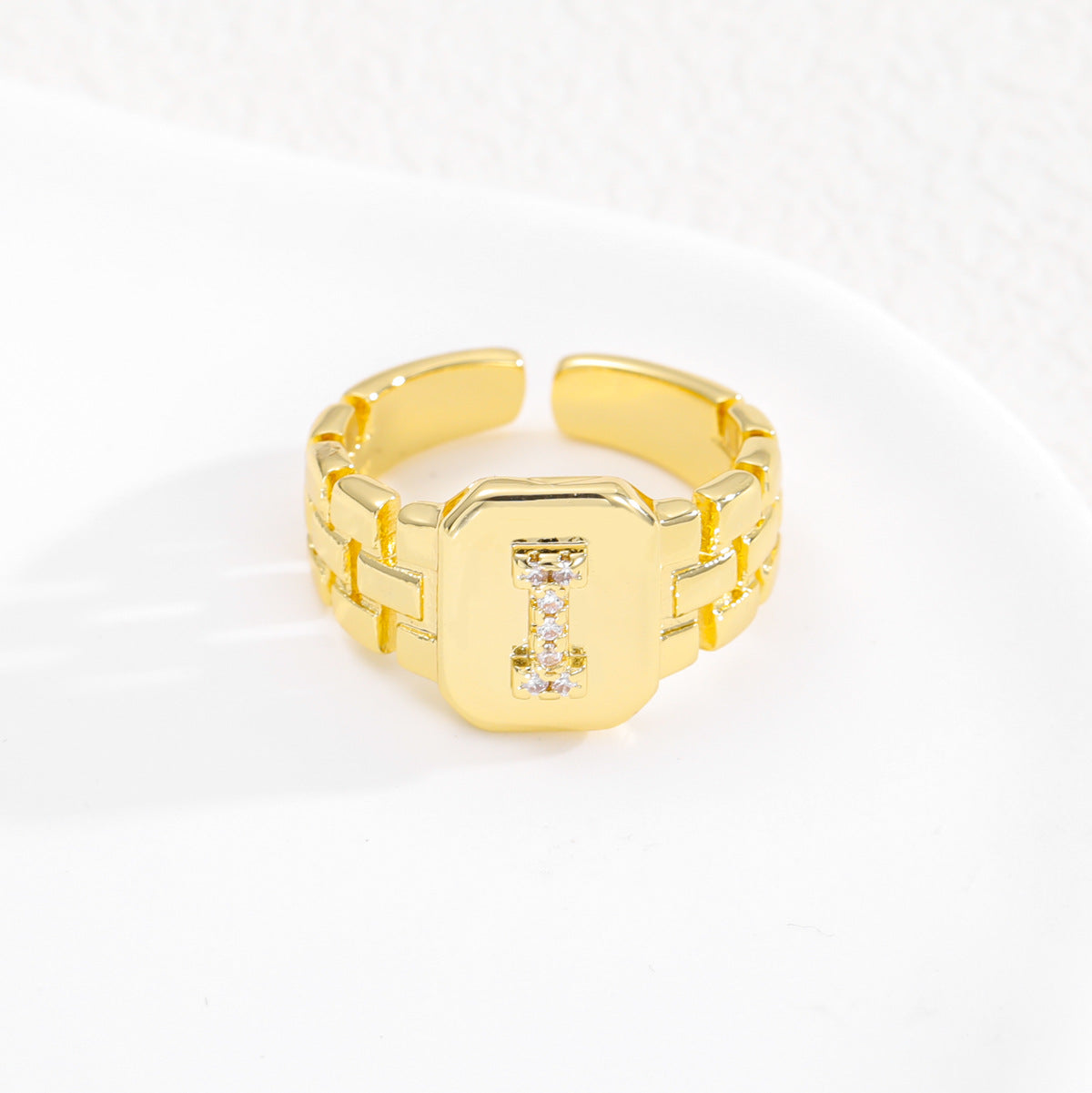 European and American ring letter series jewelry strap design letter opening ring