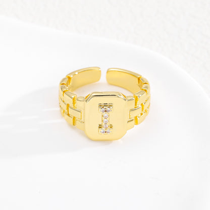 European and American ring letter series jewelry strap design letter opening ring