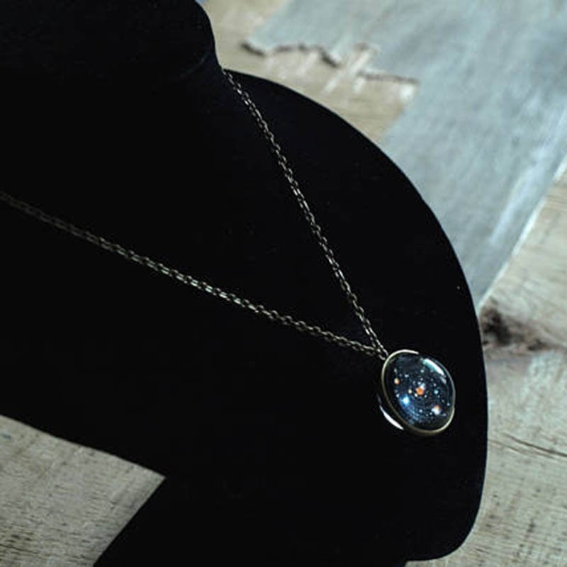 Glass Ball Planet Earth Pendant Necklace Women Vintage Party & Wedding Time Gem Sweater Chain Necklace Jewelry