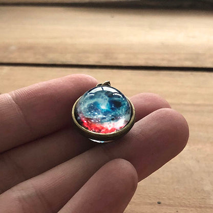 Glass Ball Planet Earth Pendant Necklace Women Vintage Party & Wedding Time Gem Sweater Chain Necklace Jewelry