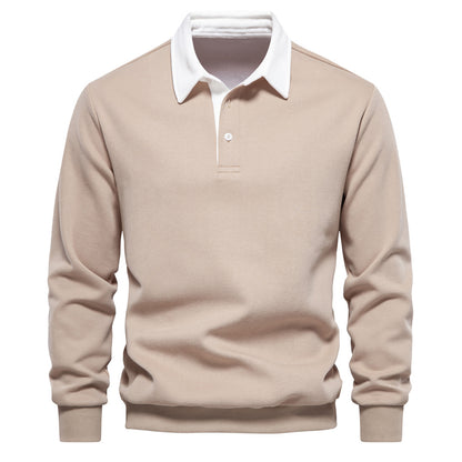Mens Long Sleeve Polo Collar Sweatshirt