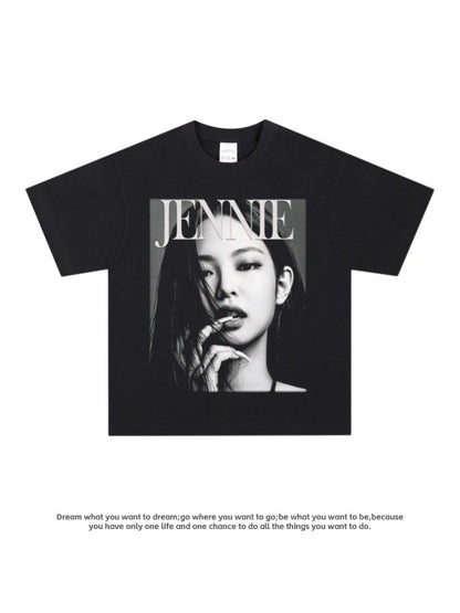 Retro Cotton T-Shirt with Character Print