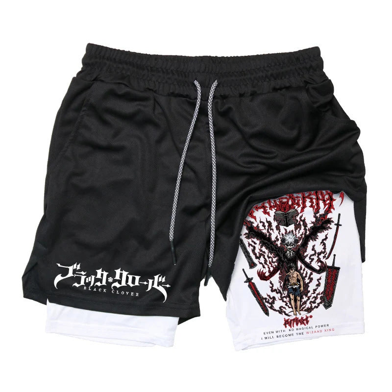 Anime Print Double Layer Casual Shorts