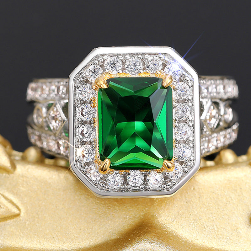Square Inlay Zircon Ring Women's Light Luxury Jewelry