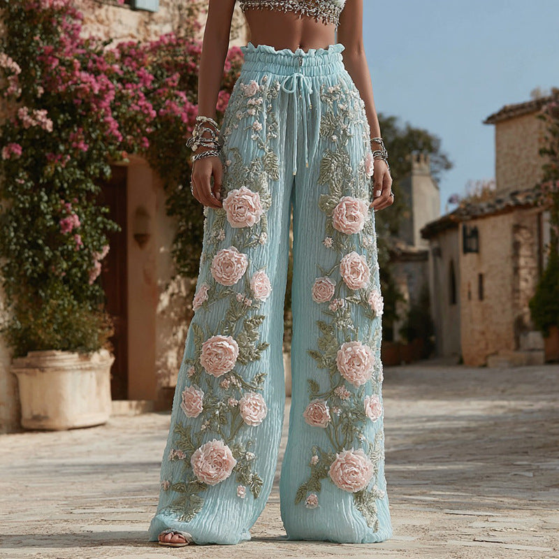 Wide Leg Straight Pants with Side Panels