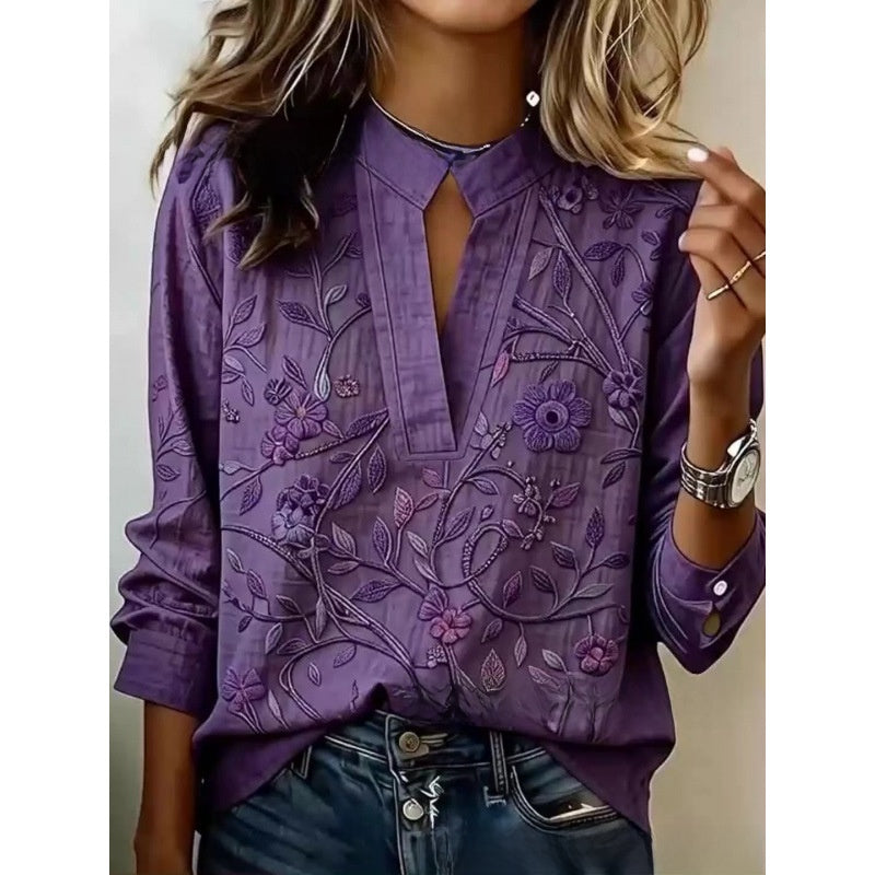 Womens Digital Print Pullover Blouse