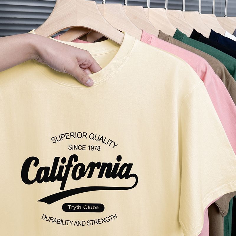 Heavyweight Cotton T-Shirt Men's Short Sleeve Loose Crewneck