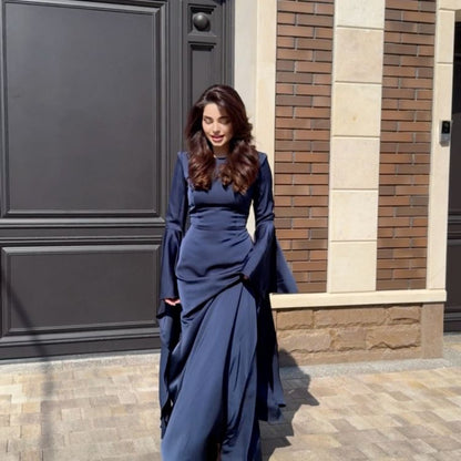 Elegant Flared Sleeve Evening Dress