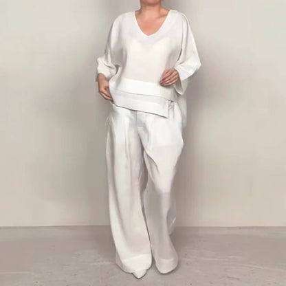 Women's Casual Solid Color Plus-Size Set