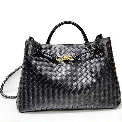 Woven Tote Bag with Metal Rope Buckle