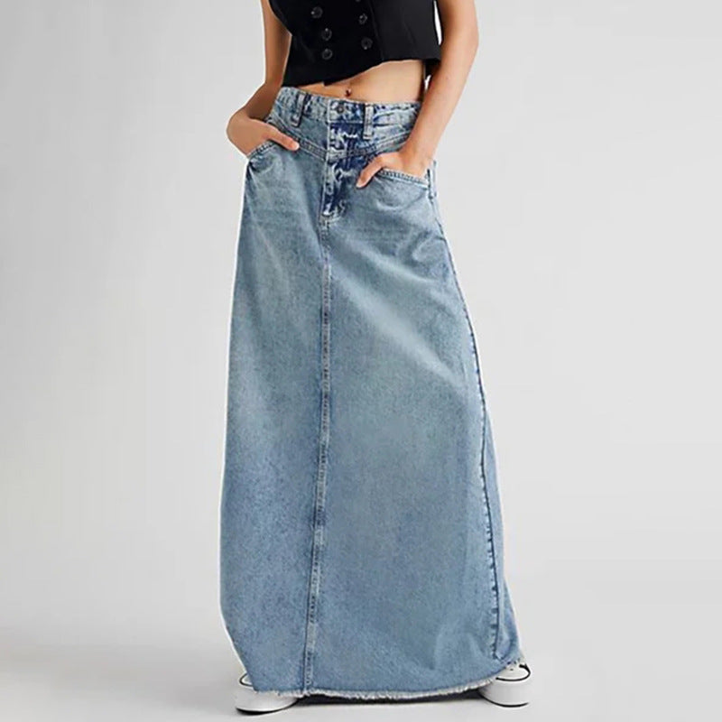 Retro denim skirt for women